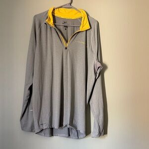Nike Gray and Yellow Quarter Zip Shirt